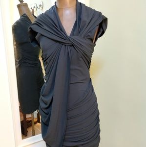 Boss by Hugo Boss | size 2, draped, black sleeveless dress with ruching
